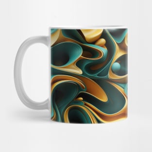 Funky Facade: Trompe-l’oeil Green Turquoise and Gold Mug